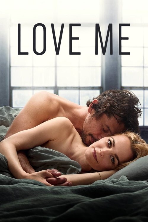 The poster features a romantic couple in bed, with the man leaning over the woman who gazes lovingly at the camera. The muted green bedding and soft lighting create a cozy, intimate atmosphere, emphasizing the emotional connection between the characters.
