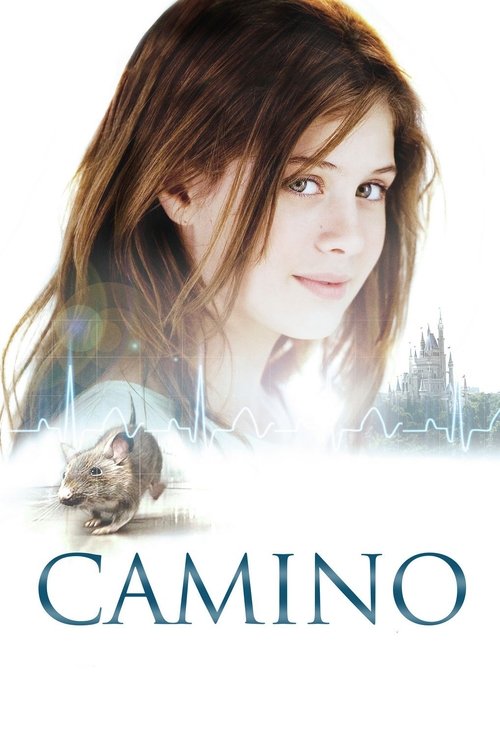 The poster features a young woman with long brown hair, her expression serene and contemplative. The background is softly blurred, hinting at a dreamlike or magical atmosphere. The title "CAMINO" is prominently displayed in elegant, serif typography. The overall mood is peaceful and inviting, sug...