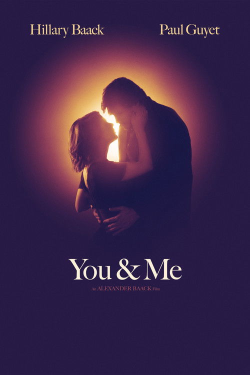 The poster features silhouettes of two people embracing against a warm, glowing background. The deep purple and orange hues create an intimate and romantic atmosphere, evoking a sense of deep connection and emotional intimacy.