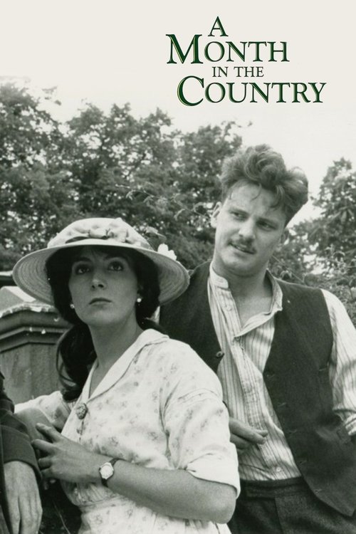 The poster features a sepia-toned image of a young couple standing outdoors, with lush green trees in the background. The woman wears a wide-brimmed hat and a light blouse, while the man sports a dark vest over a collared shirt. The mood is nostalgic and romantic, capturing a timeless moment in r...