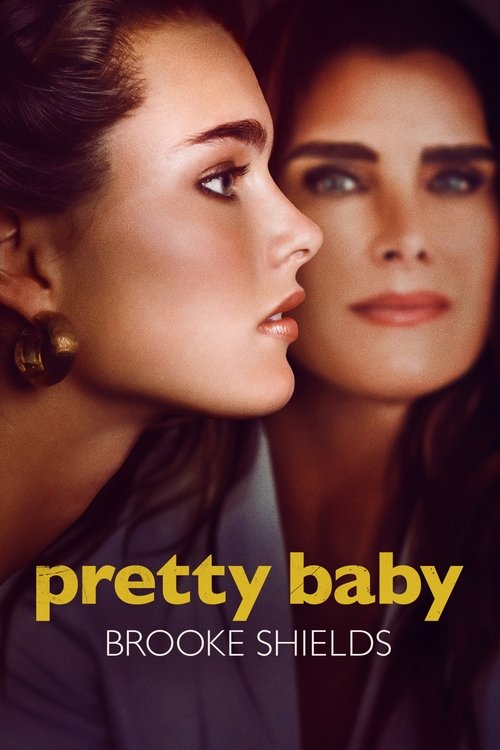 The poster features two women in close proximity, their faces illuminated by soft, warm lighting that highlights their expressions. The color palette is warm and inviting, with deep reds and soft pinks creating an intimate and romantic atmosphere. The title "Pretty Baby" is prominently displayed ...