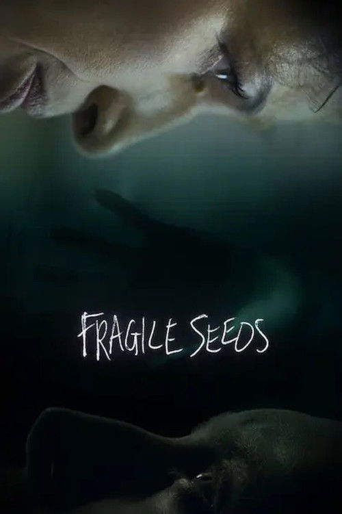 The poster features a hauntingly beautiful underwater scene with a person's face submerged in murky green water, evoking a sense of mystery and vulnerability. The title "Fragile Seeds" is elegantly written in white against the dark background, suggesting themes of hope and resilience.