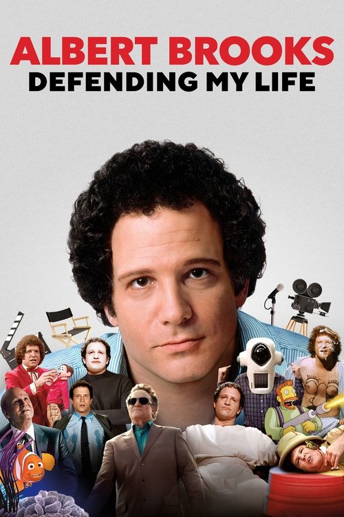 The poster features Albert Brooks as the central figure, surrounded by a vibrant collage of diverse characters in colorful outfits. The warm tones of the image evoke a sense of nostalgia and warmth, while the playful, eclectic composition suggests a blend of humor and heartwarming storytelling.