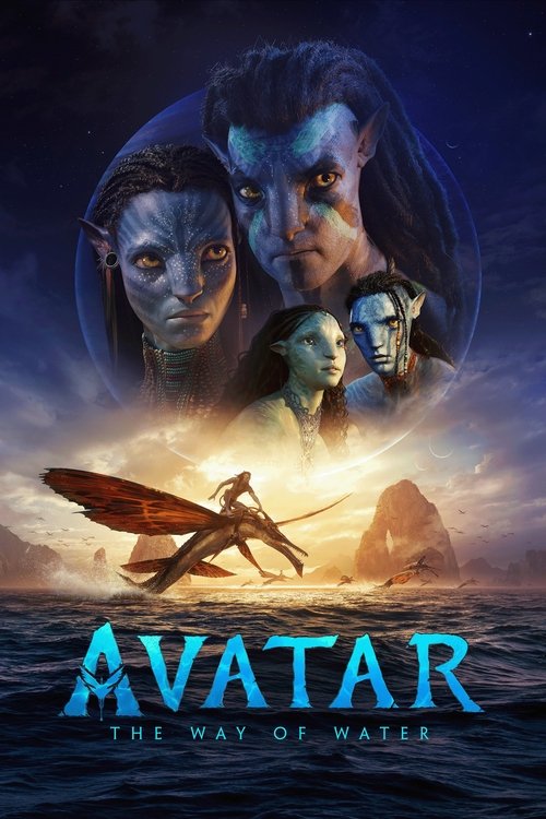 The poster features four Aliens in a dreamlike circle against a dark, starry sky. Below, a lone figure rides a dragon-like creature across the ocean at sunset, symbolizing adventure and connection. The vibrant blue and orange hues of the sunset contrast with the cool blues of the water and moonli...