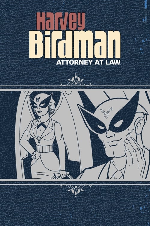 The poster features two animated characters in a courtroom setting, with a dark blue background that creates a dramatic atmosphere. The characters are depicted in black and white, emphasizing their serious expressions and professional demeanor.