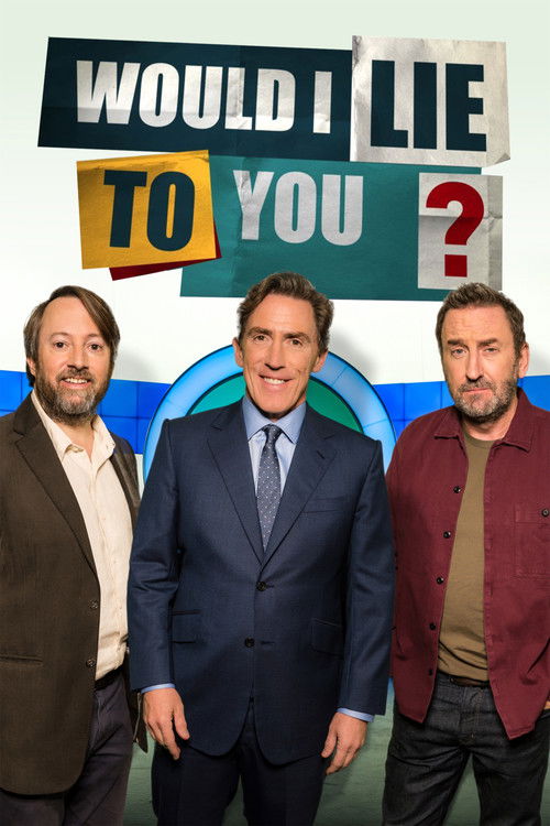 The poster features three men in formal attire against a vibrant blue background with the show's title in bold, colorful letters. The mood is professional yet inviting, suggesting a serious yet engaging television drama.