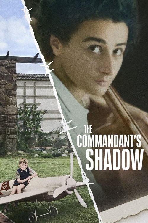 The poster features a young woman with dark hair and a contemplative expression, set against a backdrop of a rustic building and a small airplane. The color palette includes warm browns, greens, and soft blues, creating a nostalgic and slightly melancholic atmosphere. The title "The Commandant's ...
