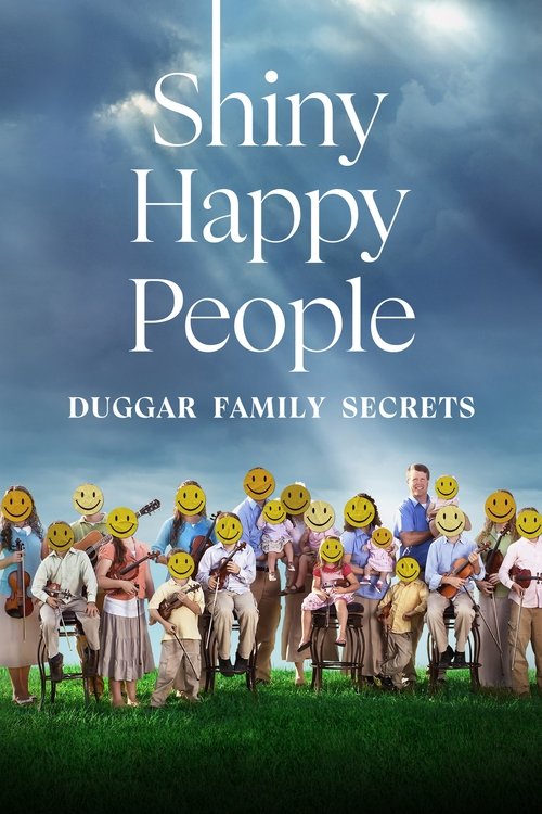 This TV show poster features a cheerful group of smiling people in period clothing against a bright blue sky. The warm colors evoke a nostalgic and joyful mood, suggesting a story about family secrets and happiness.