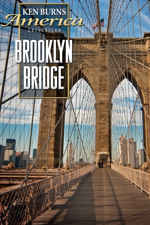 The poster captures the Brooklyn Bridge's iconic stone arches and intricate suspension cables, bathed in warm sunlight. People are silhouetted against the bridge's towering stone structure, creating a dramatic and timeless atmosphere. The image evokes a sense of wonder and nostalgia for a bygone ...