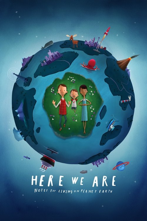 This movie poster features a vibrant, colorful globe with a green planet at its center, surrounded by whimsical alien landscapes. Three children are depicted playing on the green planet, surrounded by colorful creatures and floating islands. The overall mood is playful and imaginative, suggesting...