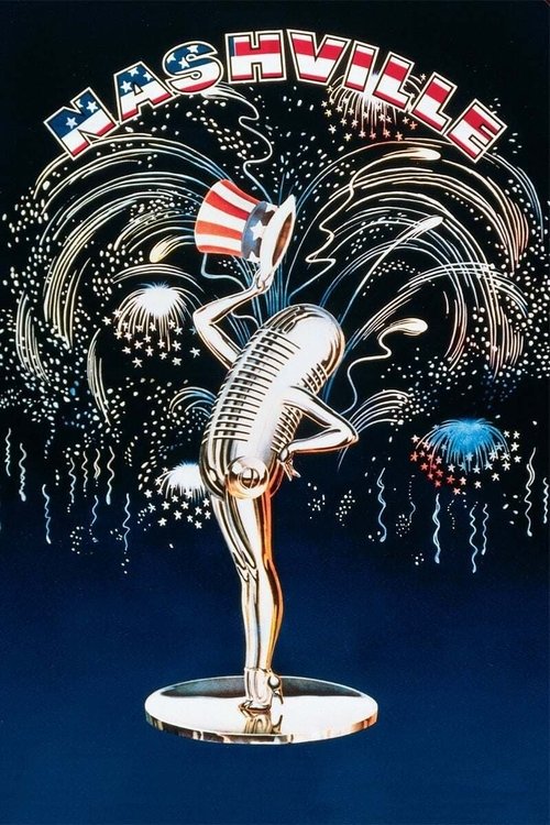 This glossy 1990s movie poster features a silver statue of a woman in a revealing outfit, surrounded by swirling, glittering patterns reminiscent of the 1990s era. The American flag motif and vibrant colors evoke a nostalgic, glamorous atmosphere, capturing the essence of the film's romantic and ...