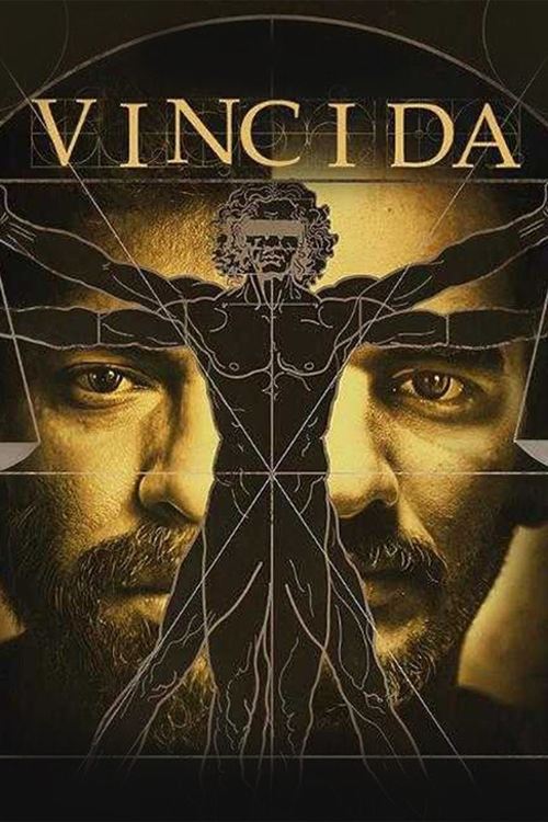 The poster features two intense, bearded men with golden eyes, framed by a central crucifixion motif. The dark, sepia-toned background evokes a somber, historical atmosphere, suggesting themes of power and struggle. The title "Vinci Da" is prominently displayed at the top in bold, golden letterin...