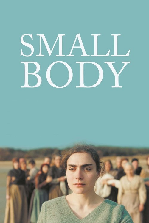 The poster features a woman in a green top against a serene, sunlit background. She gazes forward with a contemplative expression, surrounded by a group of people in period clothing. The muted teal and earthy tones evoke a timeless, reflective mood, suggesting themes of identity and societal norms.