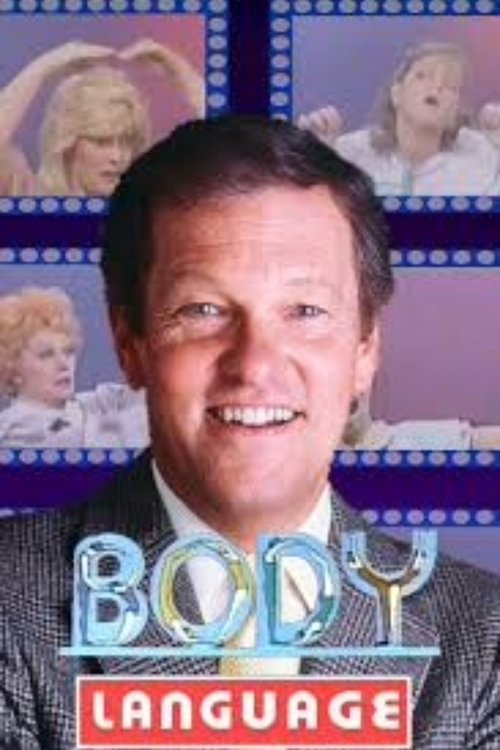 The poster features a smiling man in a suit against a backdrop of colorful, vintage-style images of people. The bold, stylized text "BODY LANGUAGE" dominates the foreground, with a red banner below it. The overall mood is playful and humorous, capturing the essence of the show's comedic tone.