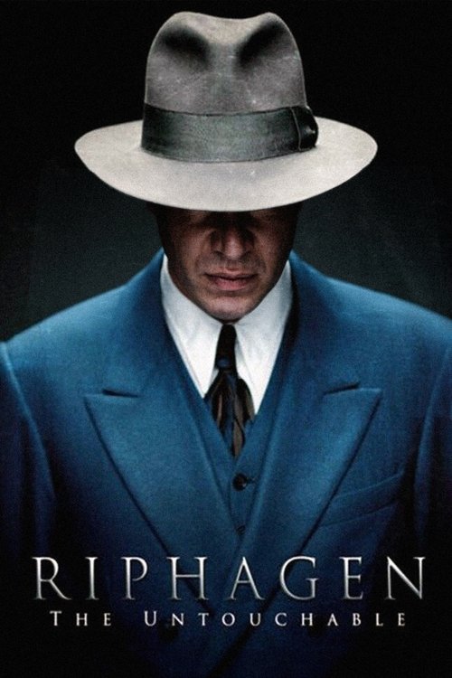The poster features a man in a sharp blue suit and fedora, exuding mystery and authority. The dark background contrasts with his vibrant blue attire, creating a striking visual impact. The title "Riphagen" is prominently displayed at the bottom, suggesting a powerful and untouchable character.