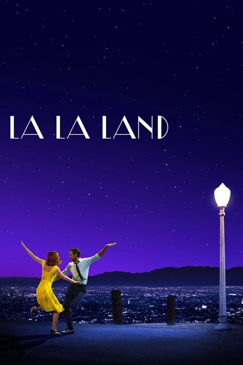 The poster features a couple dancing against a starry night sky, with warm yellow light illuminating them. The deep purple and blue gradient evokes romance and dreams, while the silhouette of a city in the background hints at the film's urban setting.