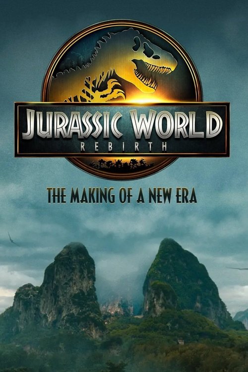 The poster features a dramatic sky with ominous clouds and a silhouette of a dinosaur, hinting at the film's action-packed and suspenseful tone. The title "Jurassic World Rebirth" is prominently displayed in bold, metallic letters, while the tagline "The Making of a New Era" suggests a thrilling ...