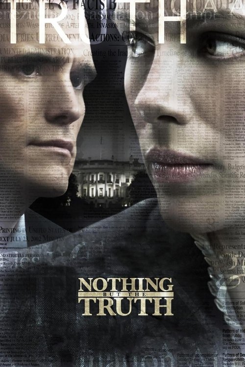 The poster features two men and a woman with intense, serious expressions, set against a dark, moody background. The title "Nothing But the Truth" is prominently displayed in gold lettering. The overall mood is somber and dramatic, suggesting a thriller or drama.
