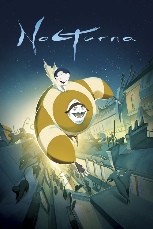 The poster features a whimsical character with a large, glowing yellow sphere and a mischievous expression, set against a dark, starry night sky. Below, a mysterious figure with a long, flowing tail and a small, glowing orb floats in the distance. The scene exudes a magical, dreamlike atmosphere ...
