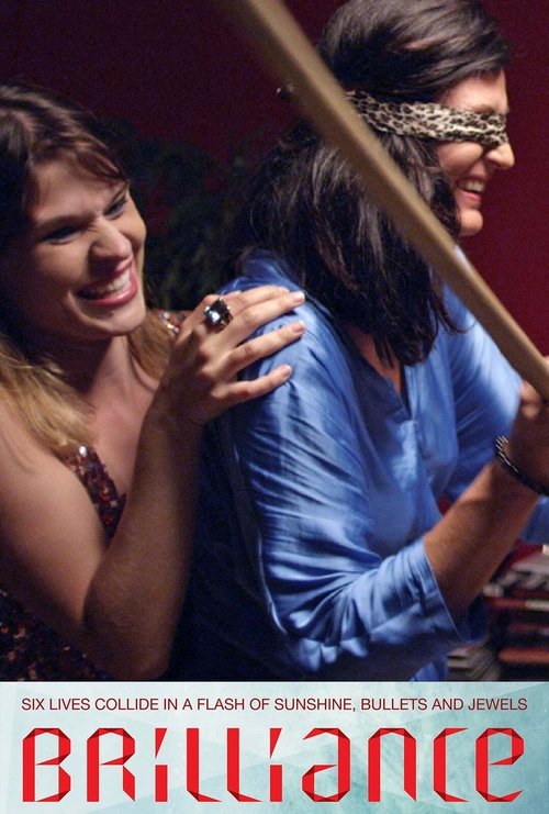 The poster features two women in a tense moment of struggle, with one holding a baseball bat and the other gripping her arm. The scene is set against a dark background, emphasizing the high-stakes drama of the film. The bold red title "Brilliance" dominates the lower portion, conveying the film's...