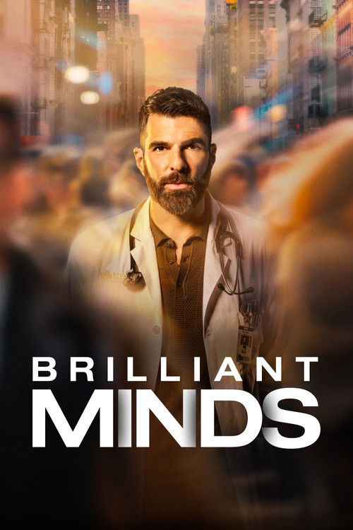 The poster features a rugged man with a beard and beard, wearing a white lab coat over a brown shirt, standing against a blurred cityscape backdrop. The warm, golden lighting creates a dramatic and intense atmosphere, suggesting a high-stakes thriller or mystery. Bold, white text at the bottom re...