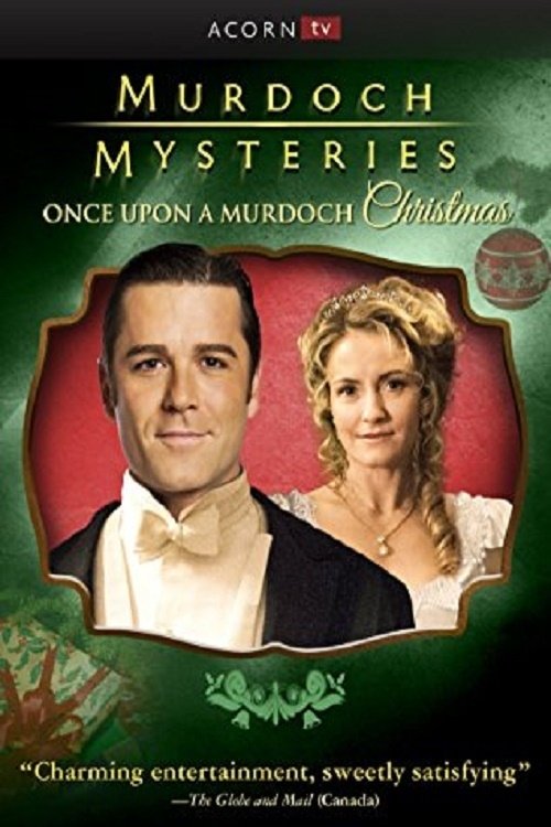 The poster features a man and woman in formal attire against a festive green background, evoking a warm holiday atmosphere. The title "Murdoch Mysteries" is prominently displayed, suggesting a classic mystery drama. The overall design conveys a sense of nostalgia and charm, appealing to fans of t...