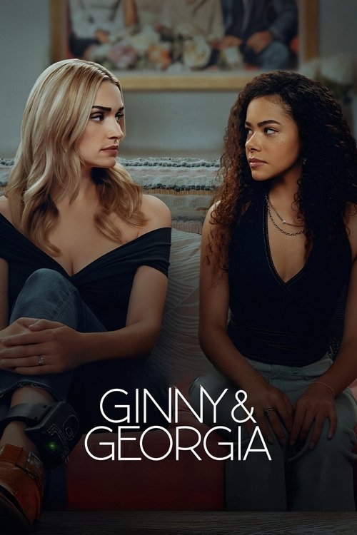 The poster features two young women sitting on a couch, exuding a casual, relaxed atmosphere. The blonde woman on the left wears a black off-the-shoulder top, while the brunette woman on the right sports a black tank top. The warm lighting and soft shadows create a cozy, intimate mood, suggesting...