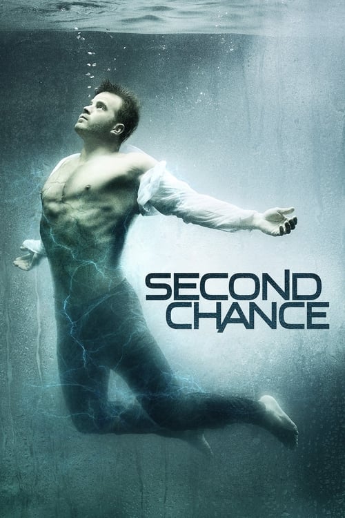 The poster features a shirtless man swimming underwater, his arms extended as if diving deep. The cool blue tones and murky water evoke a mysterious and serene mood. The title "SECOND CHANCE" is prominently displayed in bold, white letters, suggesting a theme of redemption or hope.