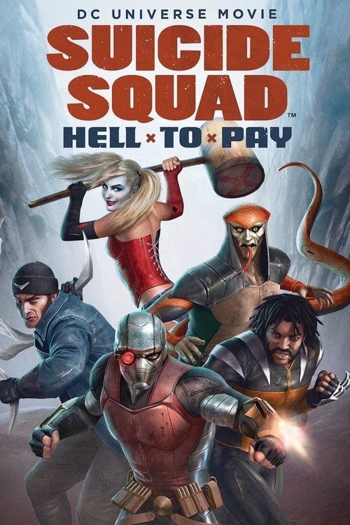 This movie poster features a dynamic lineup of Suicide Squad members in action poses against a dramatic, stormy backdrop. The characters are rendered in bold, vibrant colors that emphasize their heroic and rebellious identities. The overall mood is intense and action-packed, capturing the essence...