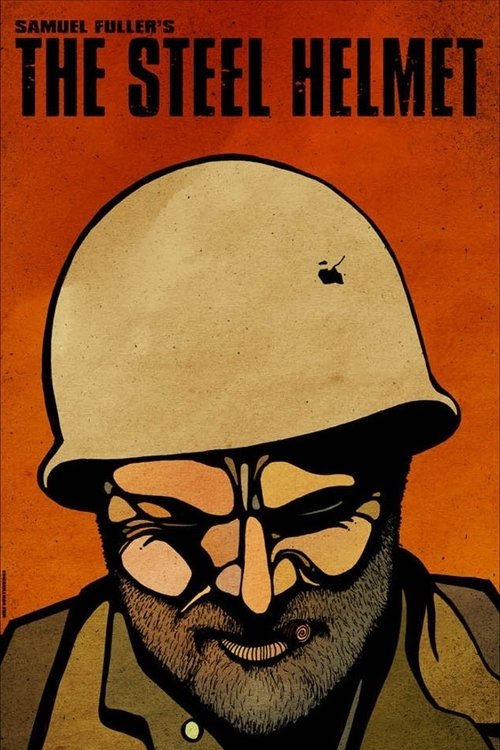 This movie poster features a gritty, sepia-toned illustration of a man with a beard and glasses, wearing a classic World War II helmet. The warm orange background adds a dramatic, nostalgic atmosphere, while the bold title and author's name emphasize the film's historical and dramatic tone.