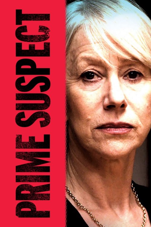 The poster features a close-up of a woman with pale skin and short blonde hair, her expression serious and contemplative. The bold red background contrasts sharply with her face, drawing attention to the title "PRIME SUSPECT" in white text. The overall mood is tense and mysterious, hinting at a h...