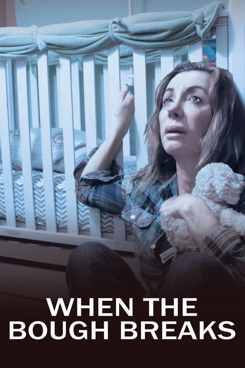 The poster features a young woman sitting on a crib, her expression conveying deep sadness and vulnerability. The muted blue and gray tones evoke a somber, reflective mood, emphasizing the gravity of the subject's emotional state.