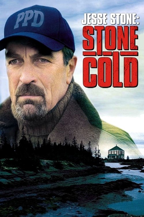 The poster features a rugged man in a blue "PPD" cap, exuding a tough, cold demeanor. The title "Stone Cold" is prominently displayed in bold red letters, emphasizing the character's iconic nickname. The background depicts a desolate, snowy landscape with a solitary house, evoking a sense of isol...