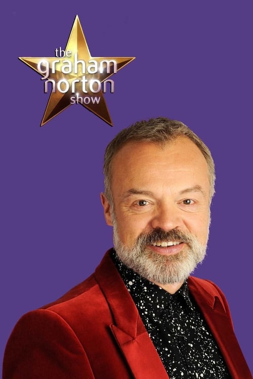 The poster features a man with a beard and red jacket against a purple background, with the show's logo in gold. The mood is casual and inviting, suggesting a friendly and approachable personality for the host.