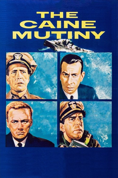 The poster features four men in military uniforms against a blue background, with a fighter jet soaring above. The mood is tense and dramatic, capturing the essence of a naval mutiny.
