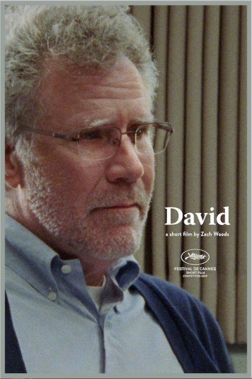 The poster features a close-up of David, a man with gray hair and glasses, wearing a light blue shirt and dark vest. The warm, neutral tones of the background create a calm, professional atmosphere. The minimalist design emphasizes the subject's thoughtful expression, suggesting a serious and int...