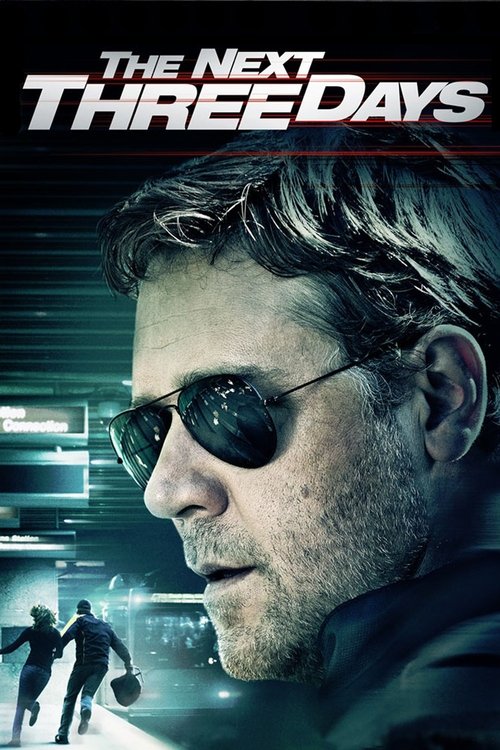 The poster features a close-up of a man in sunglasses, exuding mystery and intensity. The background is dark with neon lights and silhouettes of figures walking away, suggesting a high-stakes thriller. The overall mood is suspenseful and cinematic, hinting at a thrilling adventure.