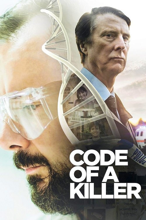 The poster features a man with a beard and safety goggles, symbolizing vigilance and danger. The background shows a blurred cityscape, suggesting urban danger. The title "CODE OF A KILLER" is prominently displayed in bold white letters, conveying a serious and suspenseful tone.