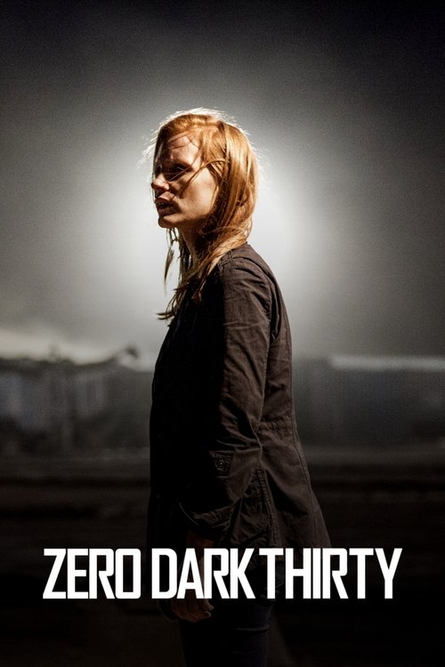 The poster features a woman in a dark coat against a moody, dimly lit background, evoking a sense of mystery and tension. The title "ZERO DARK THIRTY" is prominently displayed at the bottom, suggesting a serious and dramatic narrative.