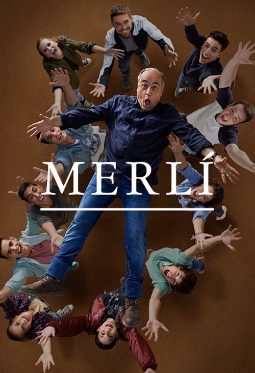 The poster features a group of diverse characters arranged in a circular formation against a warm brown background. The central figure, a bald man in a blue shirt, exudes confidence and charisma, while surrounding individuals display varied expressions and poses, suggesting a dynamic and engaging...