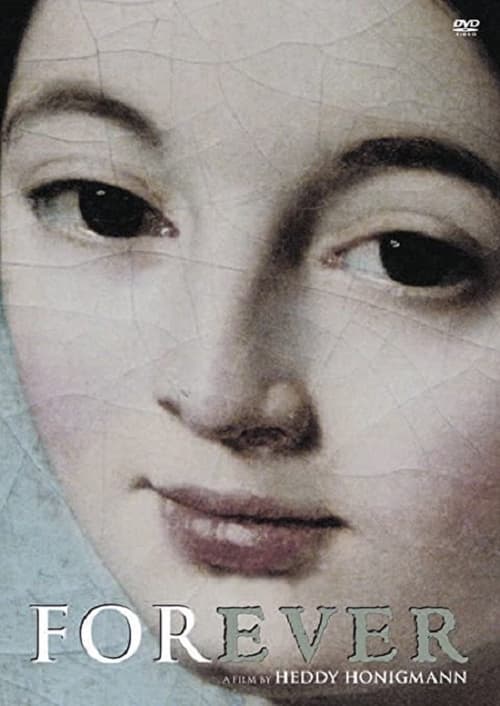The poster features a close-up of a woman's face with a hauntingly beautiful, almost ethereal quality. The muted, sepia-toned palette evokes a sense of nostalgia and melancholy. The title "FOREVER" is prominently displayed in bold, metallic lettering, suggesting something timeless and enduring.