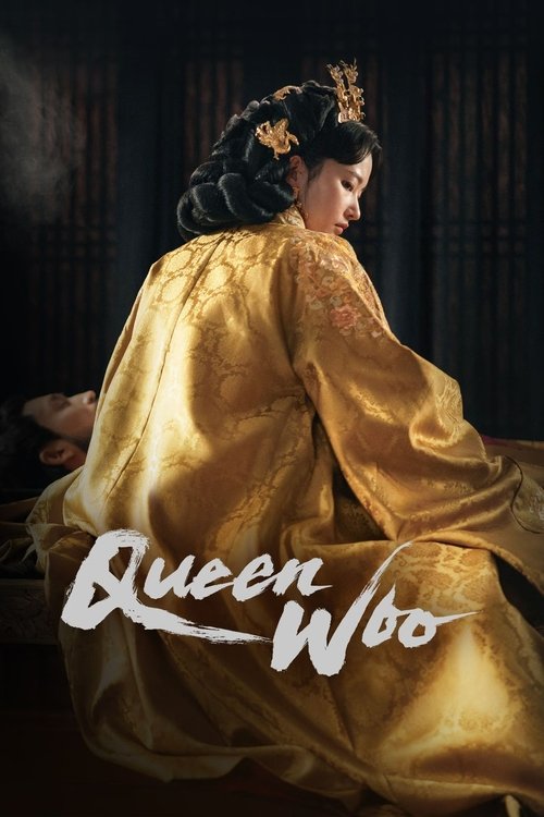 A regal woman in golden robes sits against a dark backdrop, exuding elegance and mystery. The poster captures the essence of a historical drama with its rich colors and dramatic lighting.