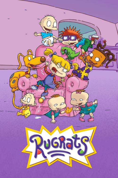 This vibrant poster features the beloved Rugrats cast in colorful, playful poses against a cheerful purple background. The characters exude a joyful, nostalgic mood with their distinct personalities and energetic expressions. The dynamic composition captures the essence of the show's lively and h...