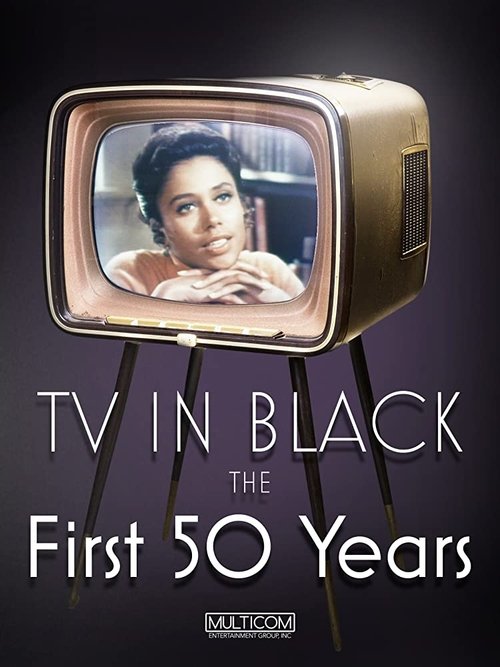 The poster features a vintage television set with a golden frame, casting a warm glow over the screen. Inside, a woman with dark hair looks directly at the viewer with a contemplative expression. The background is dark, emphasizing the golden tones of the TV and the woman's face. The title "TV in...
