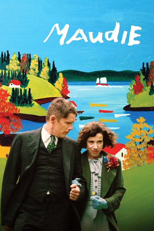 The poster features two men in formal attire standing against a vibrant, stylized landscape. The warm autumnal colors and cheerful composition evoke a nostalgic, dreamlike mood, capturing the essence of the film's whimsical and romantic tone.