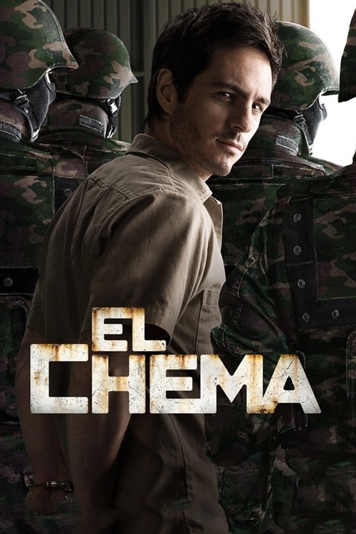 The poster features a man in a beige shirt standing amidst soldiers in camouflage uniforms, with the title "El Chema" prominently displayed in bold, distressed lettering. The muted earthy tones and gritty atmosphere evoke a sense of tension and drama, suggesting a story set in a rugged, possibly ...