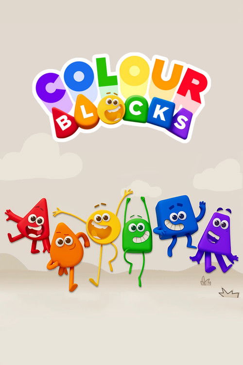 The poster features six colorful, anthropomorphic characters with expressive faces, each holding a distinct shape or object. The vibrant rainbow colors and playful design evoke a cheerful, energetic mood. The characters appear to be dancing or celebrating, suggesting fun and creativity. The title...