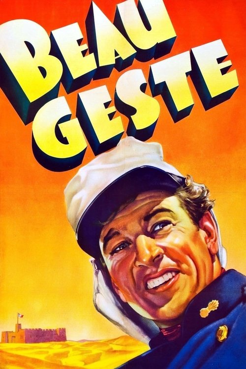 The poster features a cheerful sailor with a bright smile, set against a warm sunset backdrop. The bold yellow text "BEAU GESTE" dominates the top, evoking a classic adventure vibe. The overall mood is joyful and inviting, promising an entertaining journey.