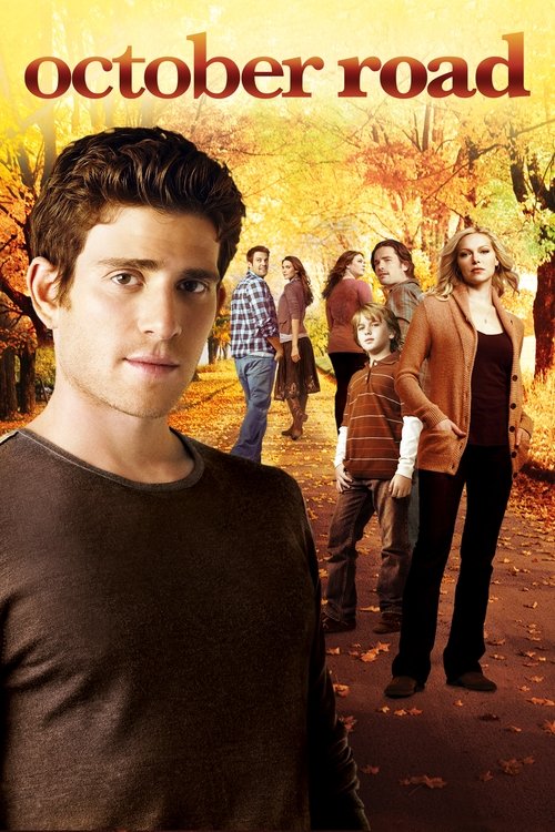 The poster features a young man in the foreground with a serious expression, while a group of people stands in the background, suggesting a dramatic and possibly tense storyline. The warm autumnal colors and fallen leaves evoke a sense of nostalgia and mystery, hinting at a story set in a changin...