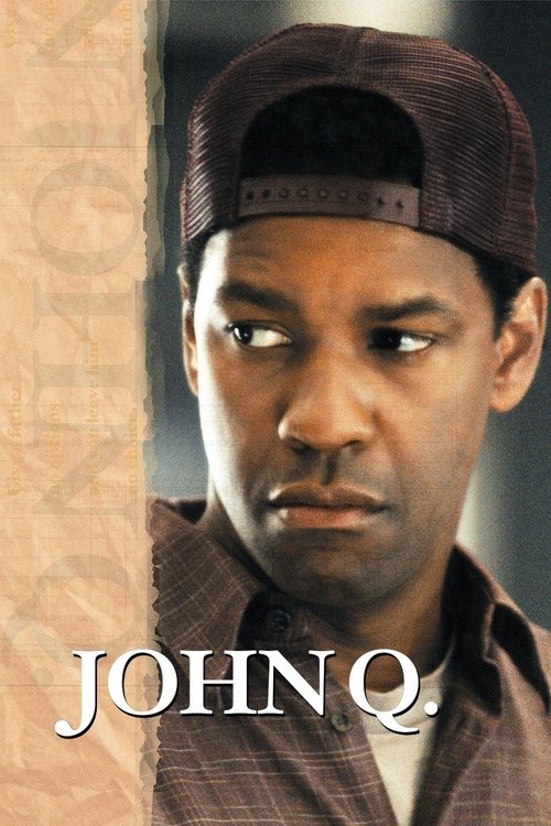 The poster features a close-up of actor John Q, wearing a dark cap and plaid shirt, with a serious expression. The muted brown and beige tones evoke a gritty, noir atmosphere, while the bold, white text "JOHN Q" anchors the image with a sense of mystery and intrigue.